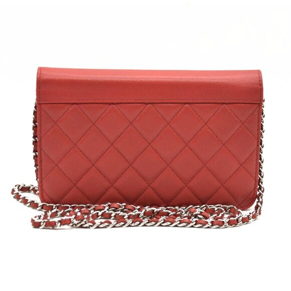 CHANEL Grained Calfskin Quilted CC Box Wallet On Chain WOC Red 27* - Picture 3 of 16